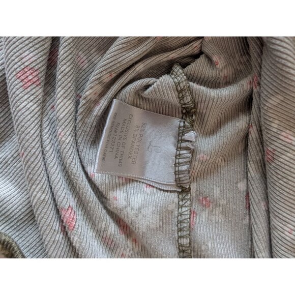 Floral Print Olive Green Bodycon Dress By Justify Milkmaid Puff Sleeve Large - Picture 4 of 4